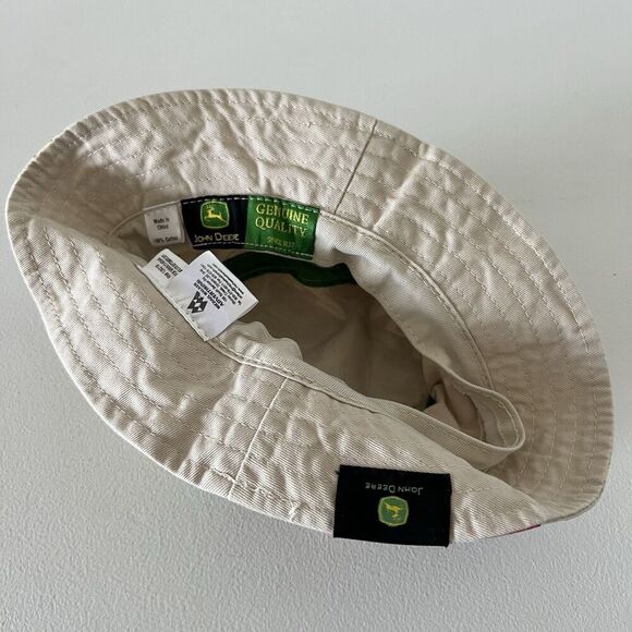 John Deere Bucket Hat Kids/Youth Fresh Produce Print Khaki Cotton Sun Cap - Picture 3 of 7